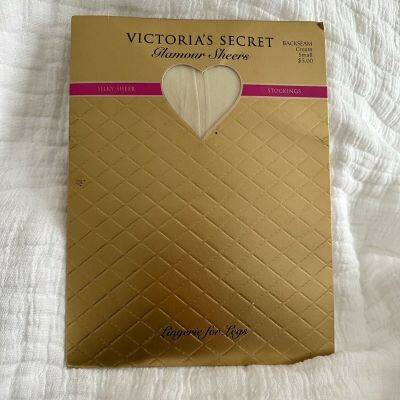 Vintage Victoria's Secret Glamour Sheers Silky Stockings Cream Small Back seam